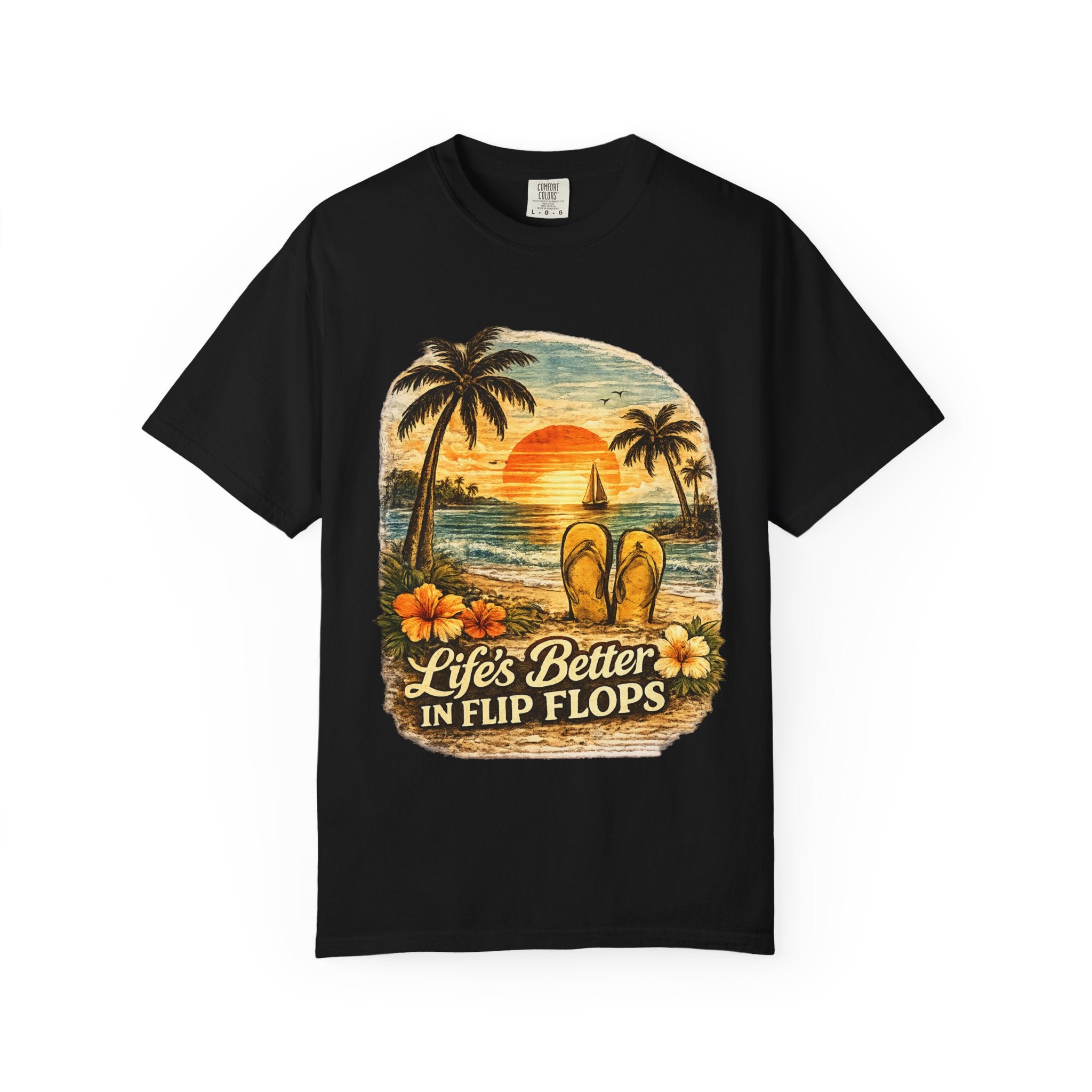 Life's Better in Flip Flops T-Shirt — Tropical Tiki Beach Tee