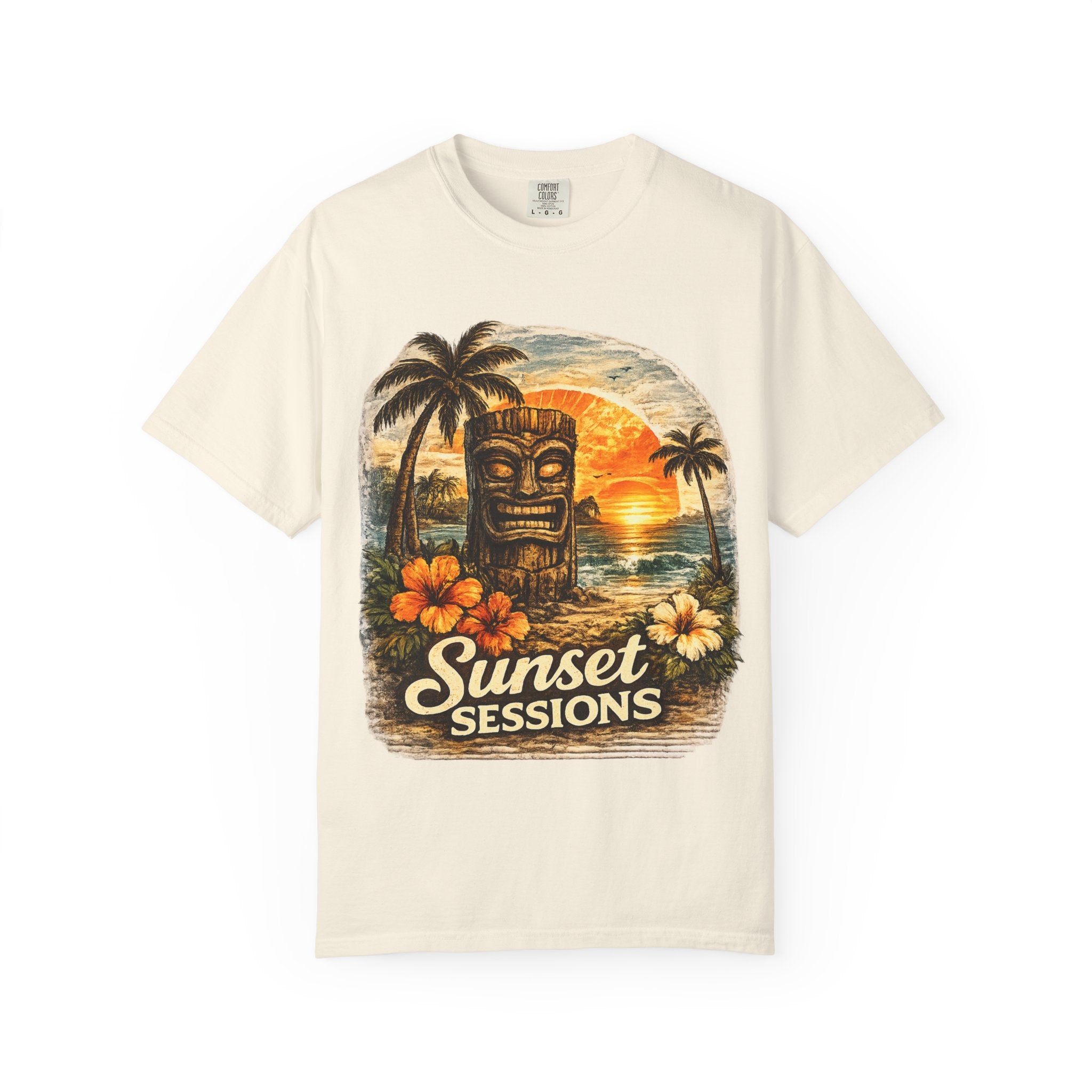 Sunset Sessions T-Shirt — Tropical Tiki Beach Tee