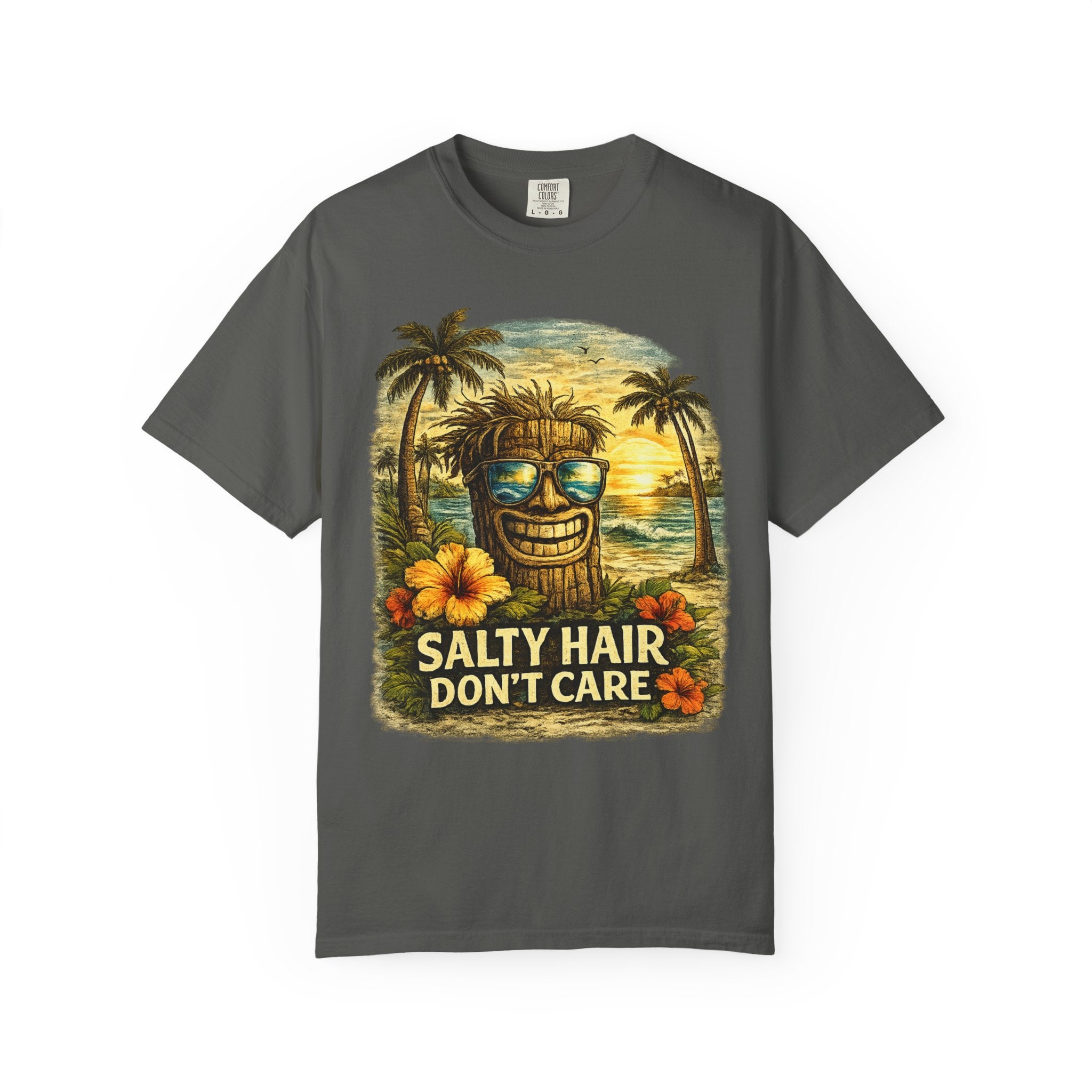 Salty Hair Don't Care T-Shirt — Tropical Tiki Beach Tee