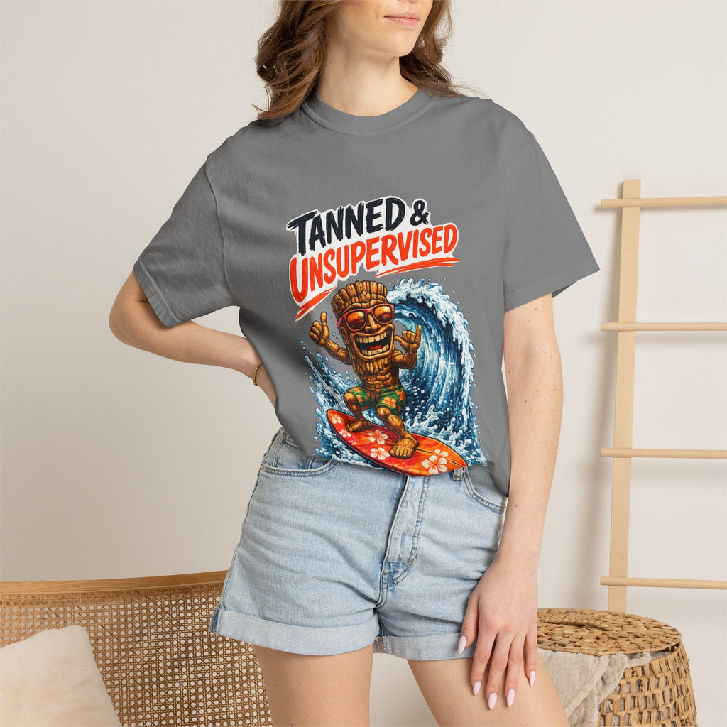 Tanned and Unsupervised T-Shirt — Tropical Tiki Beach Tee