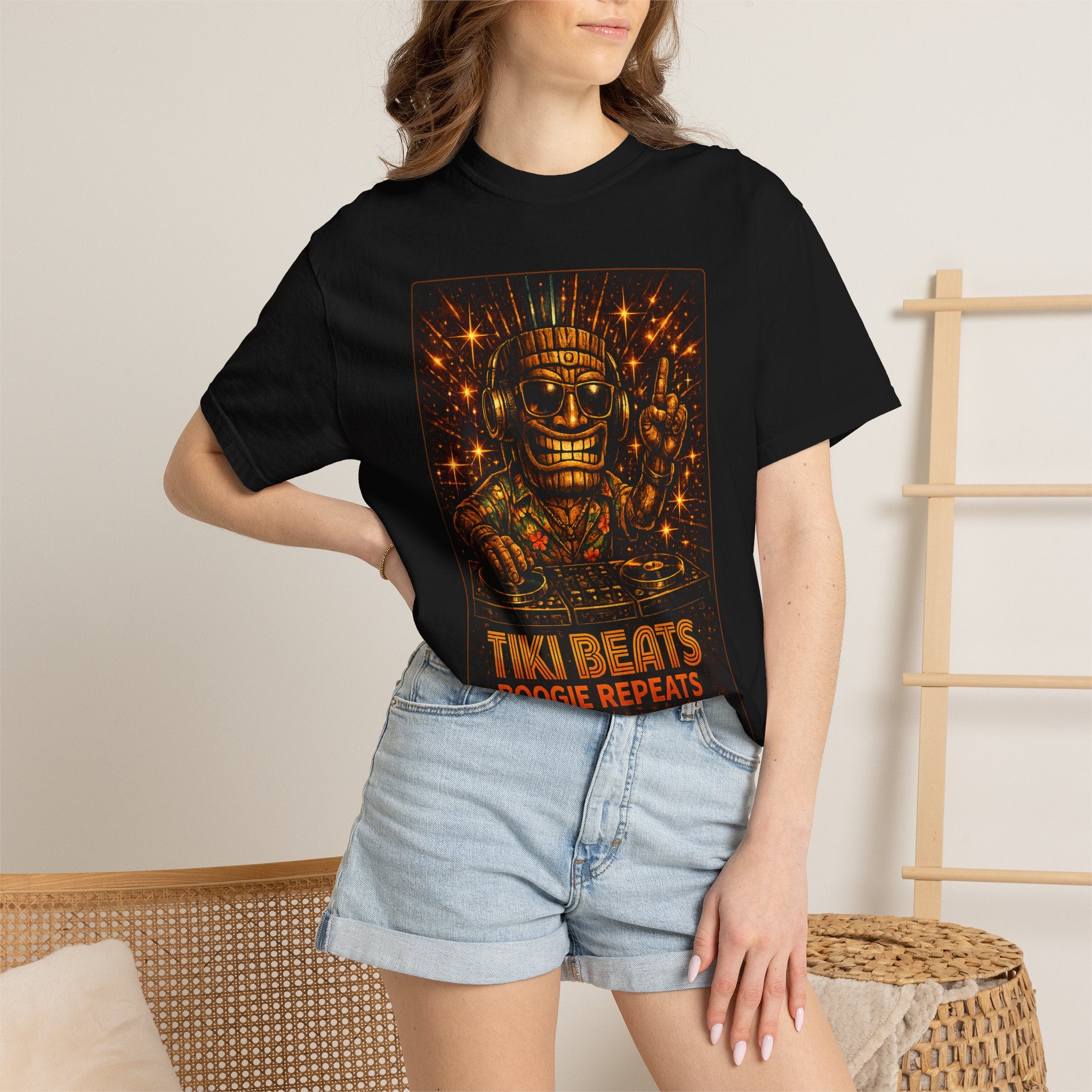 Tiki Disco Beats T-Shirt — Tropical Tiki Beach Tee