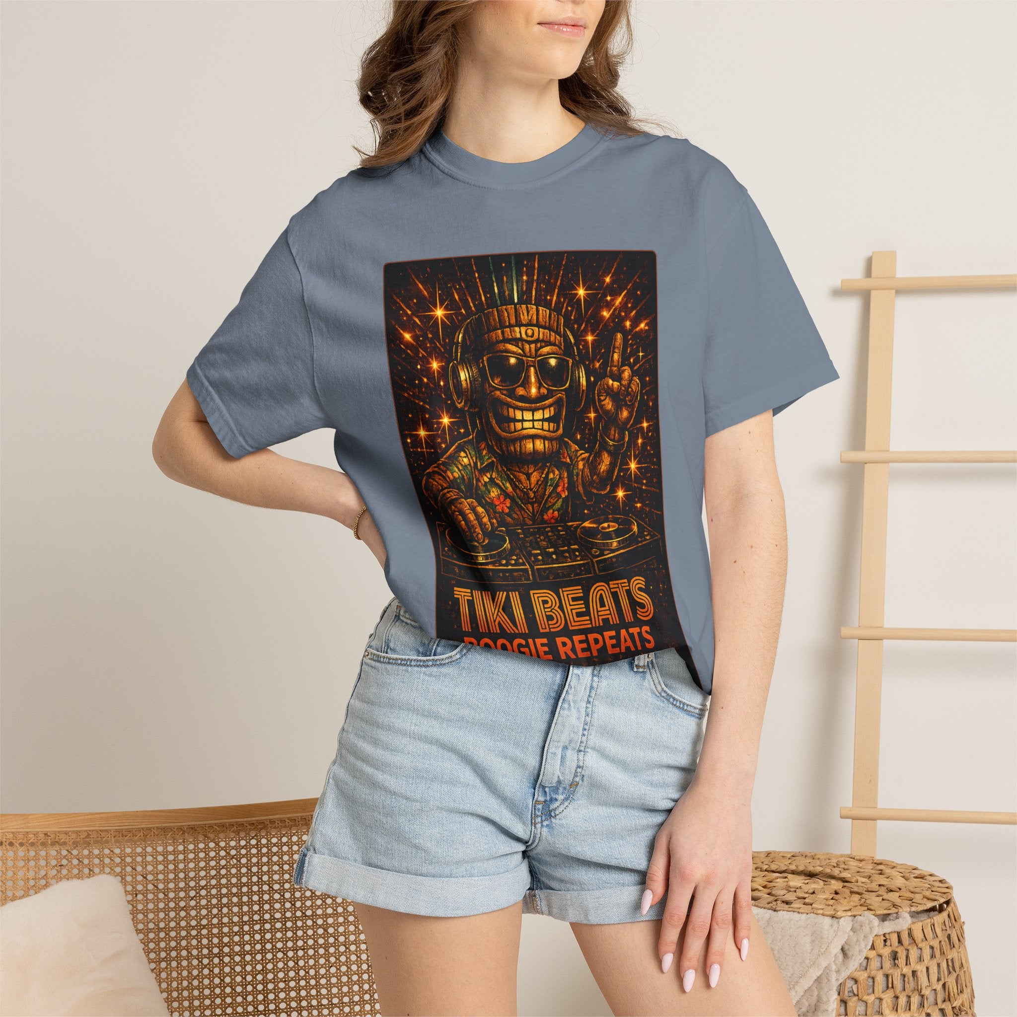 Tiki Disco Beats T-Shirt — Tropical Tiki Beach Tee