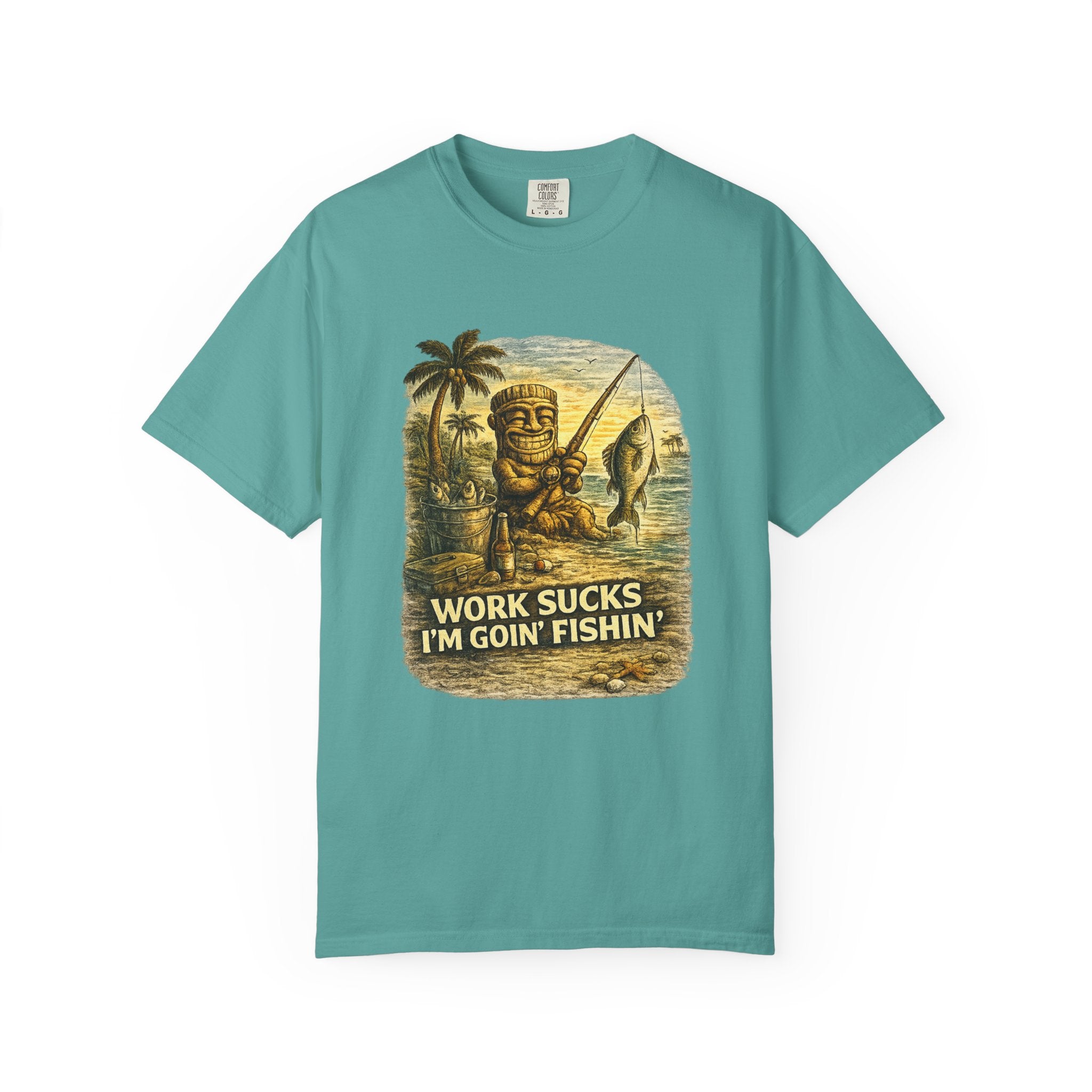 Work Sucks I'm Goin' FIshing T-Shirt — Tropical Tiki Beach Tee