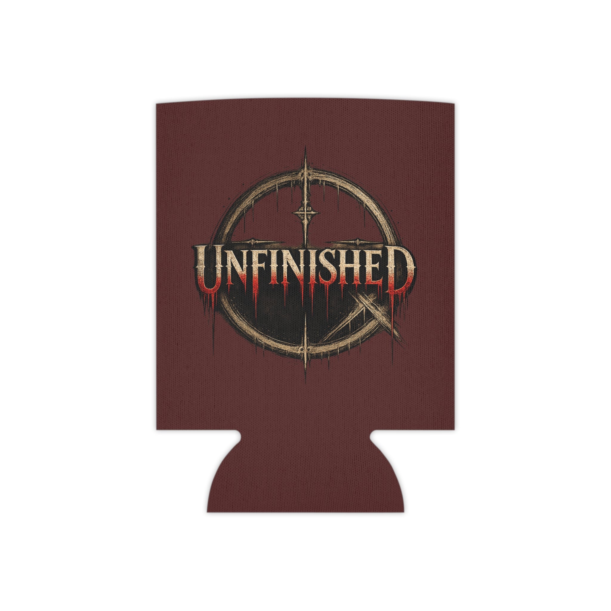 Unfinished Can Cooler – Gothic Logo Beer Koozie