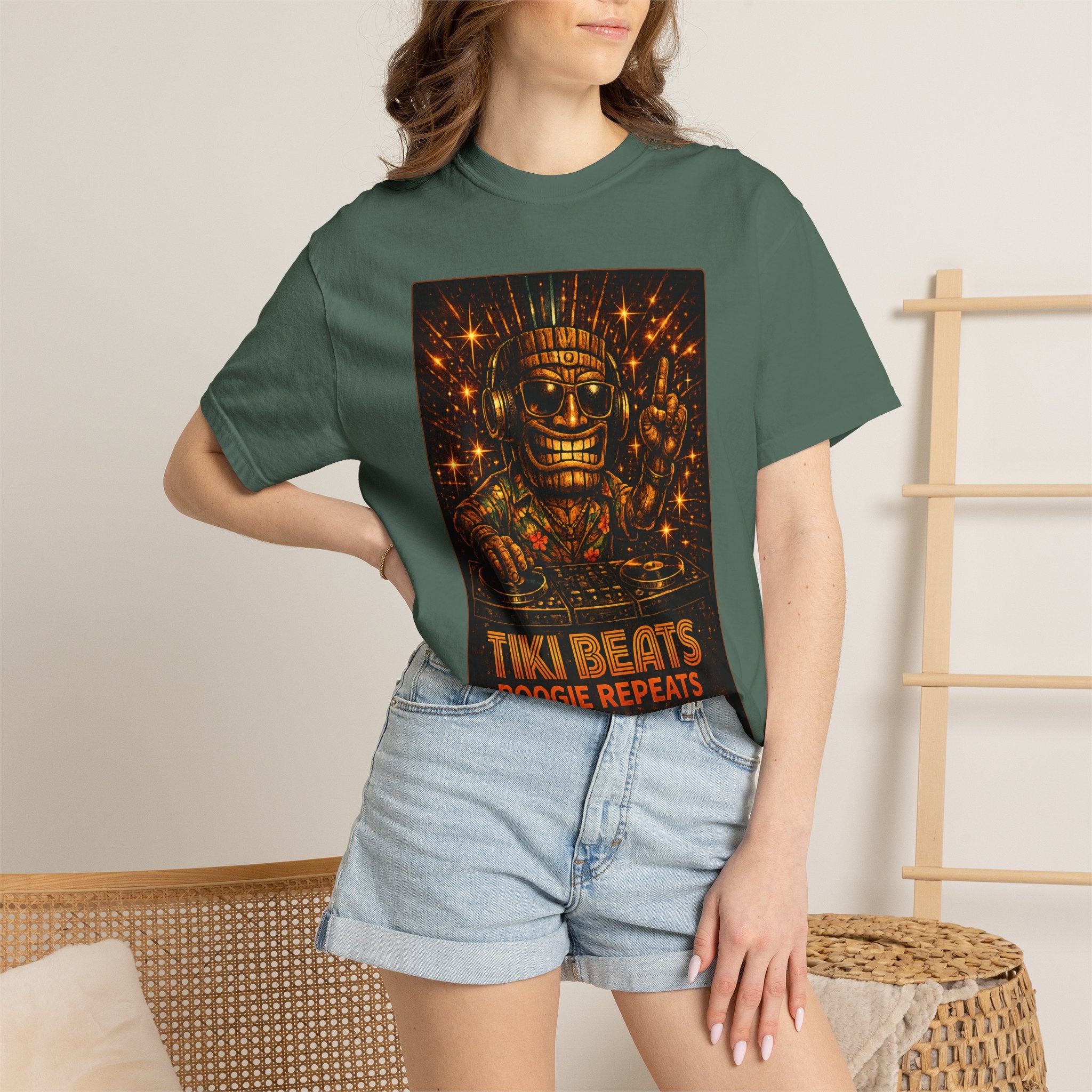 Tiki Disco Beats T-Shirt — Tropical Tiki Beach Tee