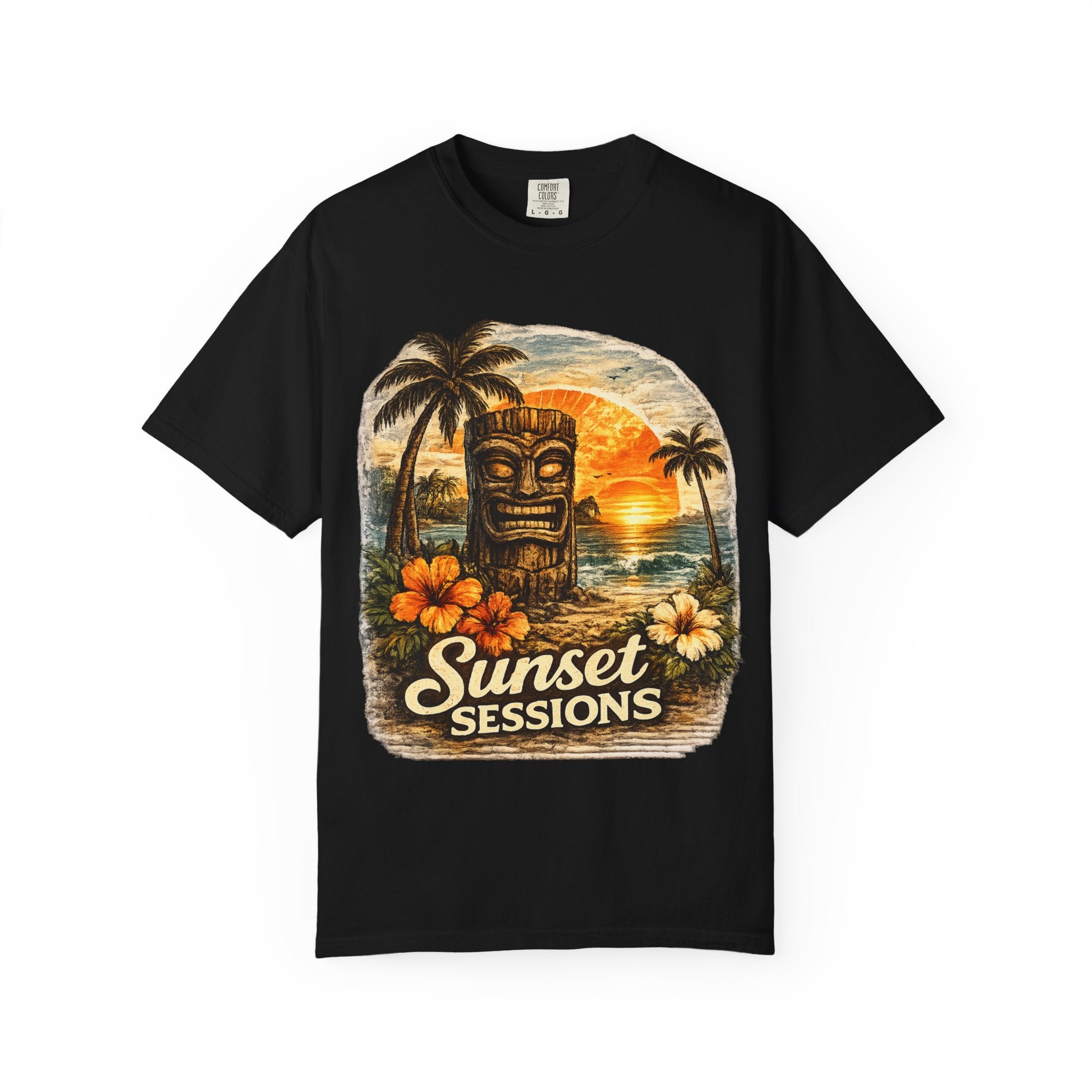 Sunset Sessions T-Shirt — Tropical Tiki Beach Tee