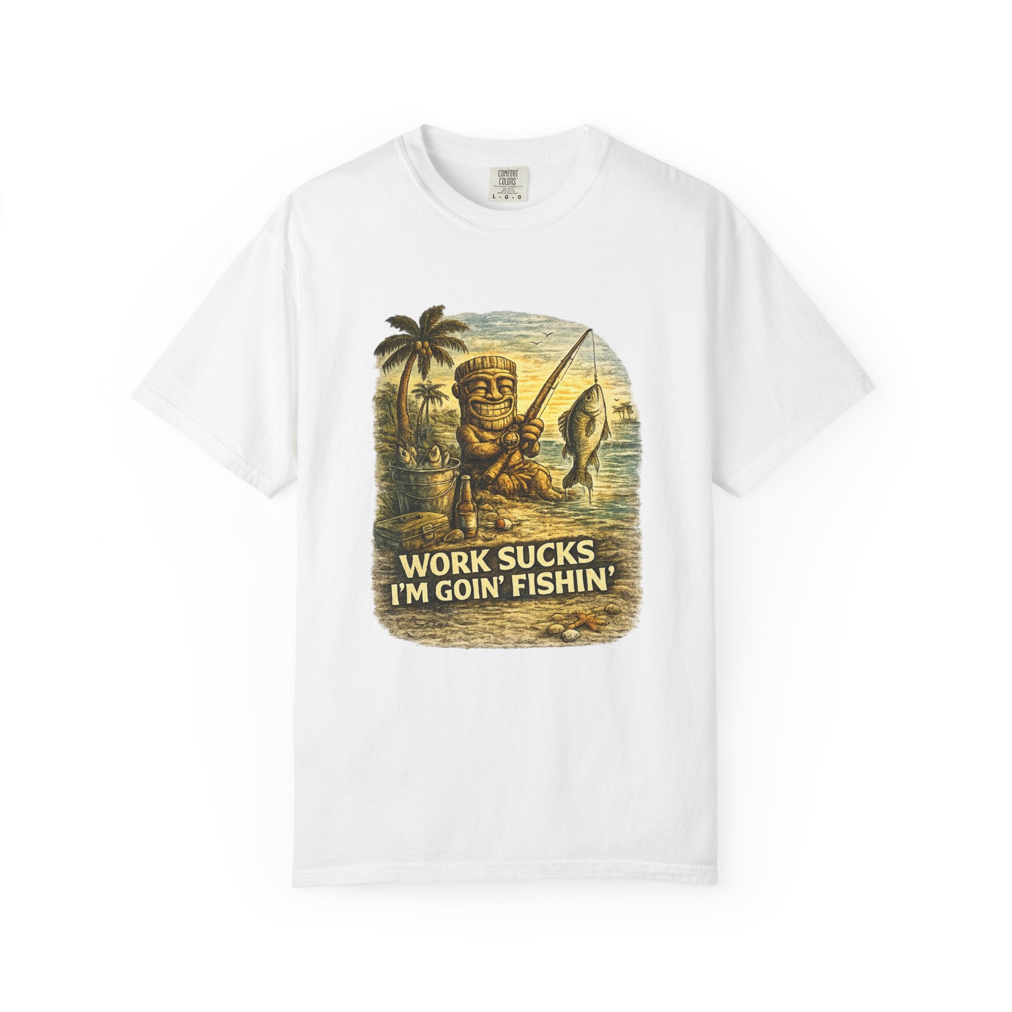 Work Sucks I'm Goin' FIshing T-Shirt — Tropical Tiki Beach Tee