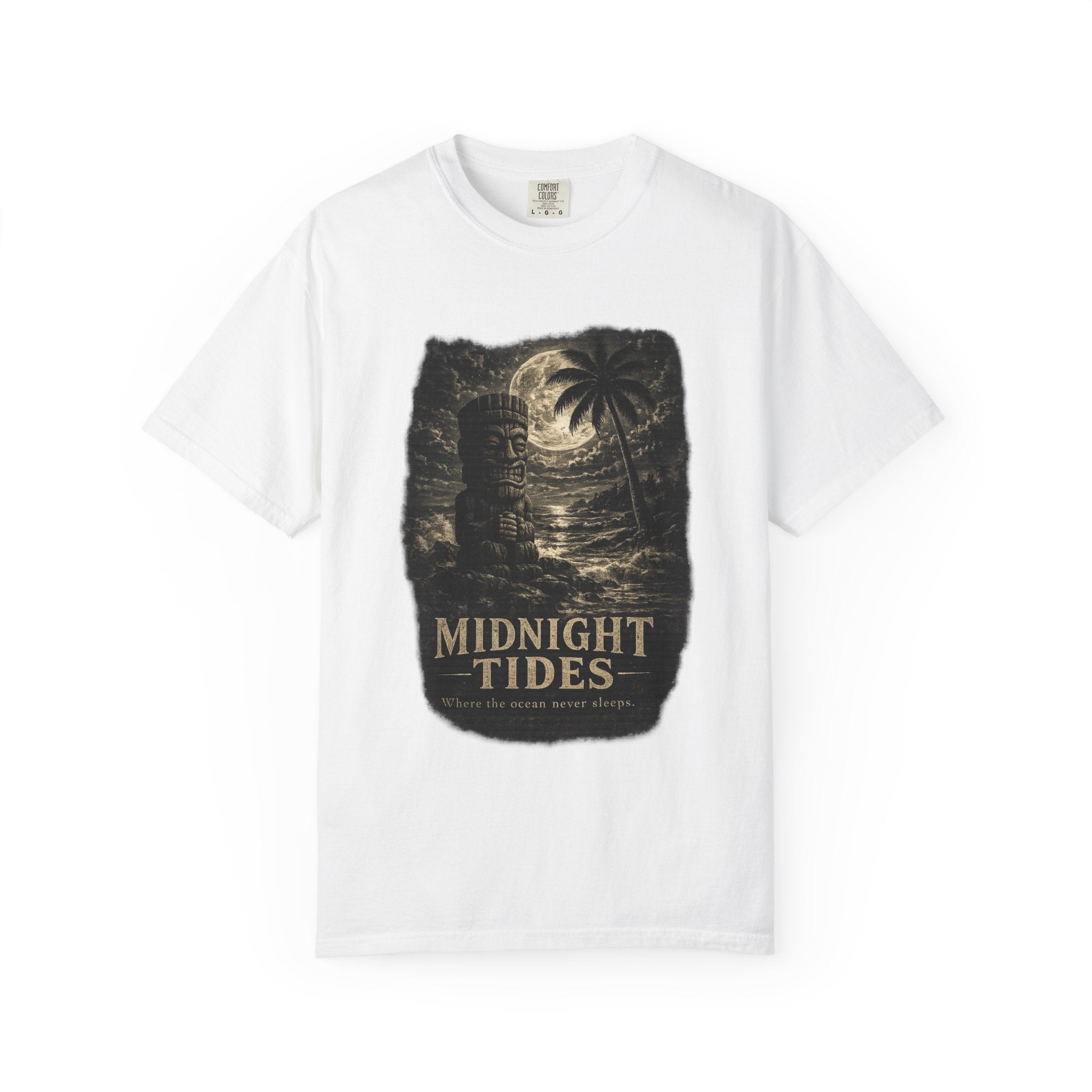 Midnight Tides Noir T-Shirt — Tropical Tiki Beach Tee