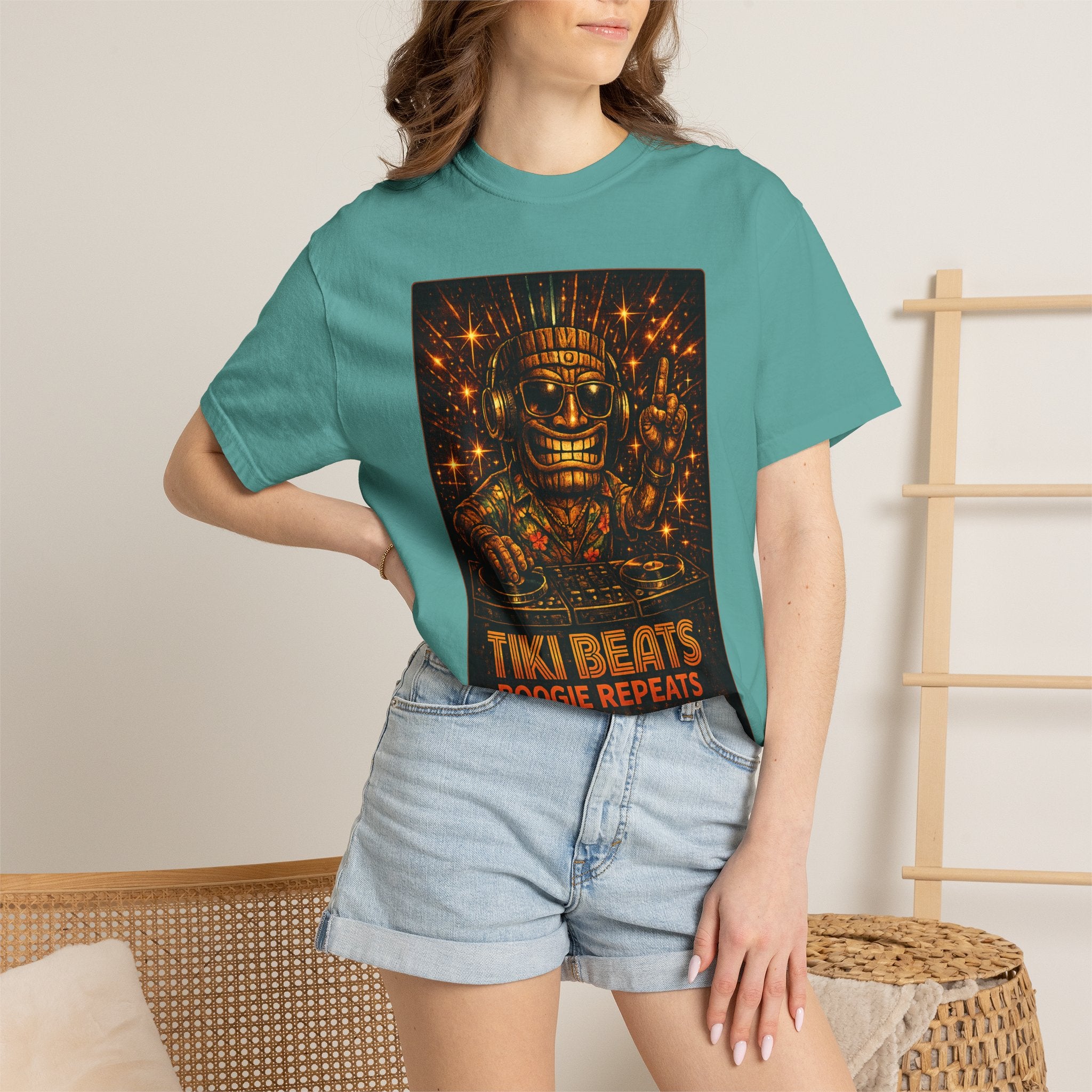 Tiki Disco Beats T-Shirt — Tropical Tiki Beach Tee