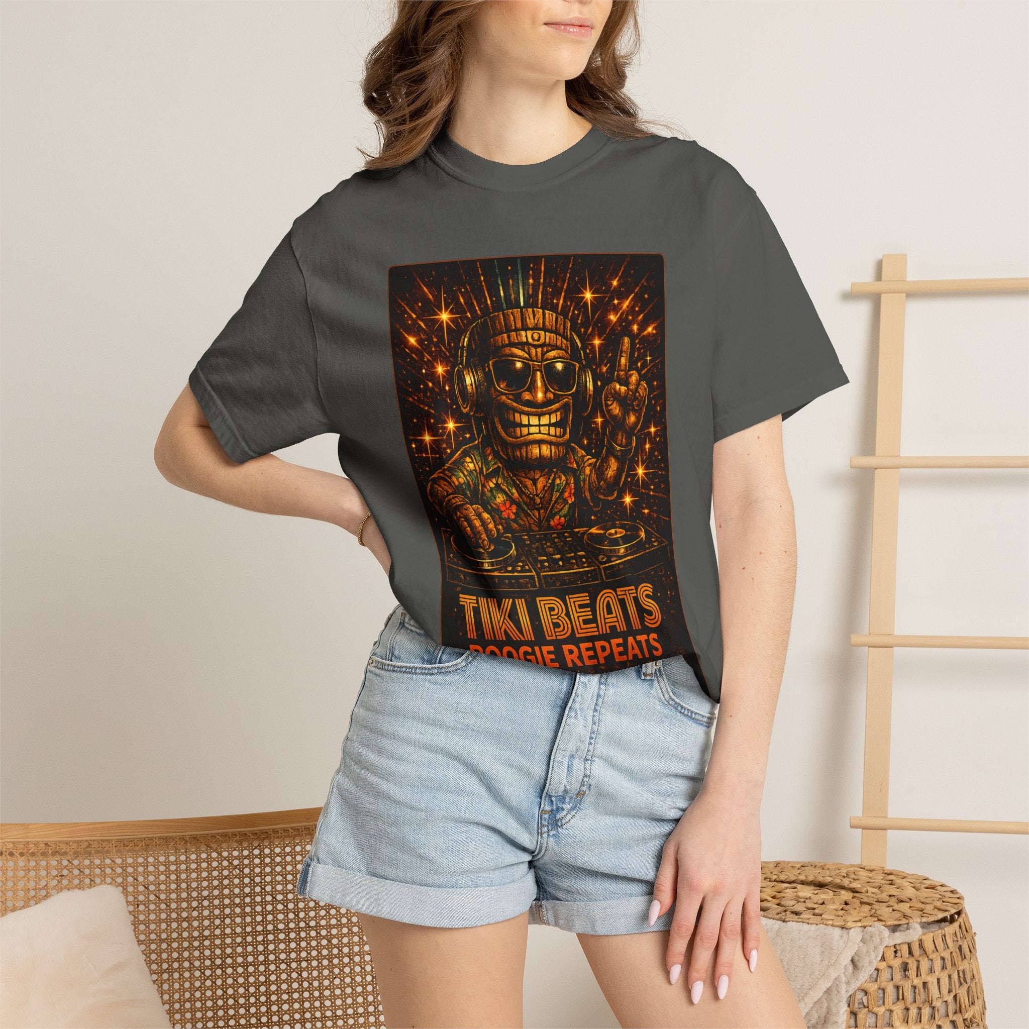 Tiki Disco Beats T-Shirt — Tropical Tiki Beach Tee