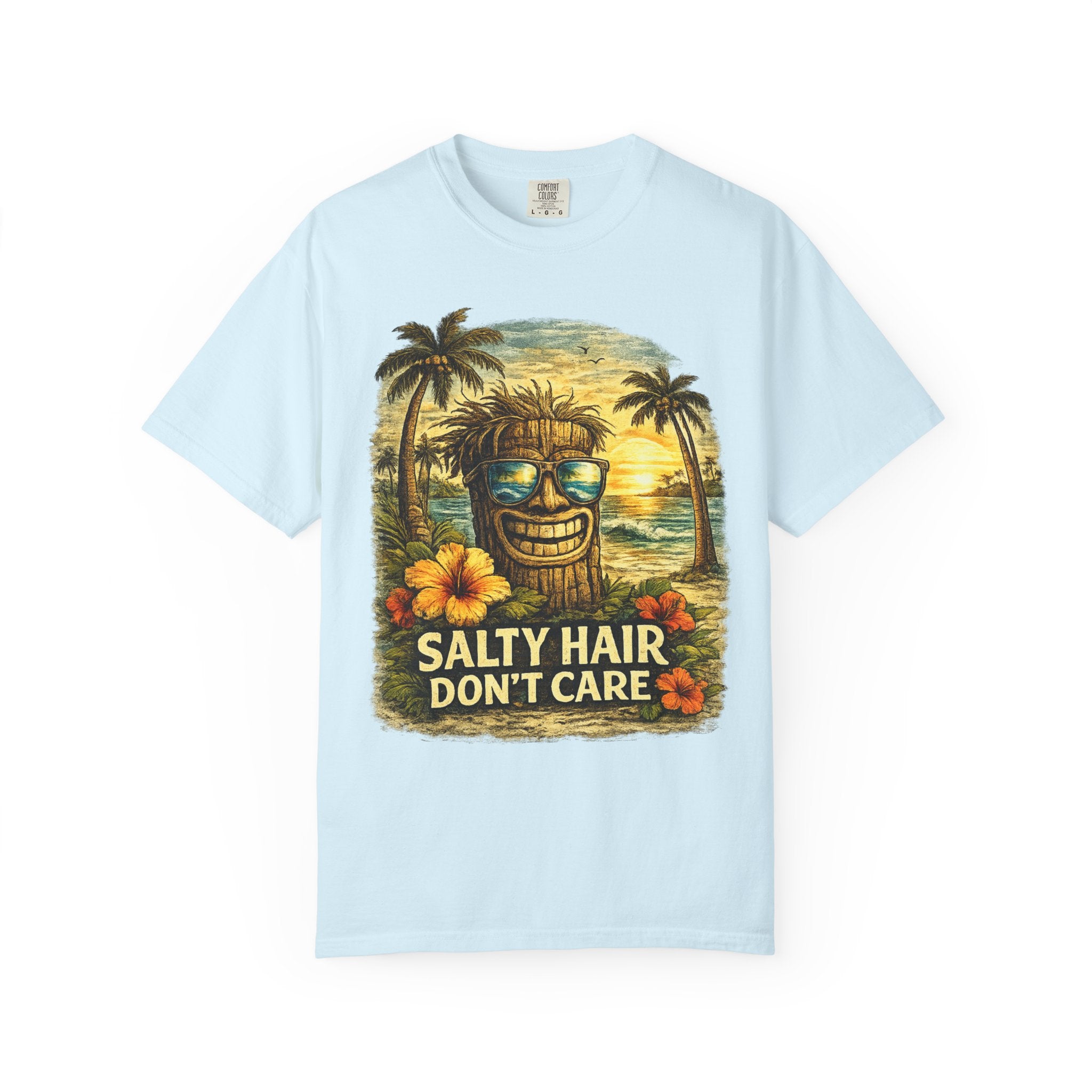 Salty Hair Don't Care T-Shirt — Tropical Tiki Beach Tee