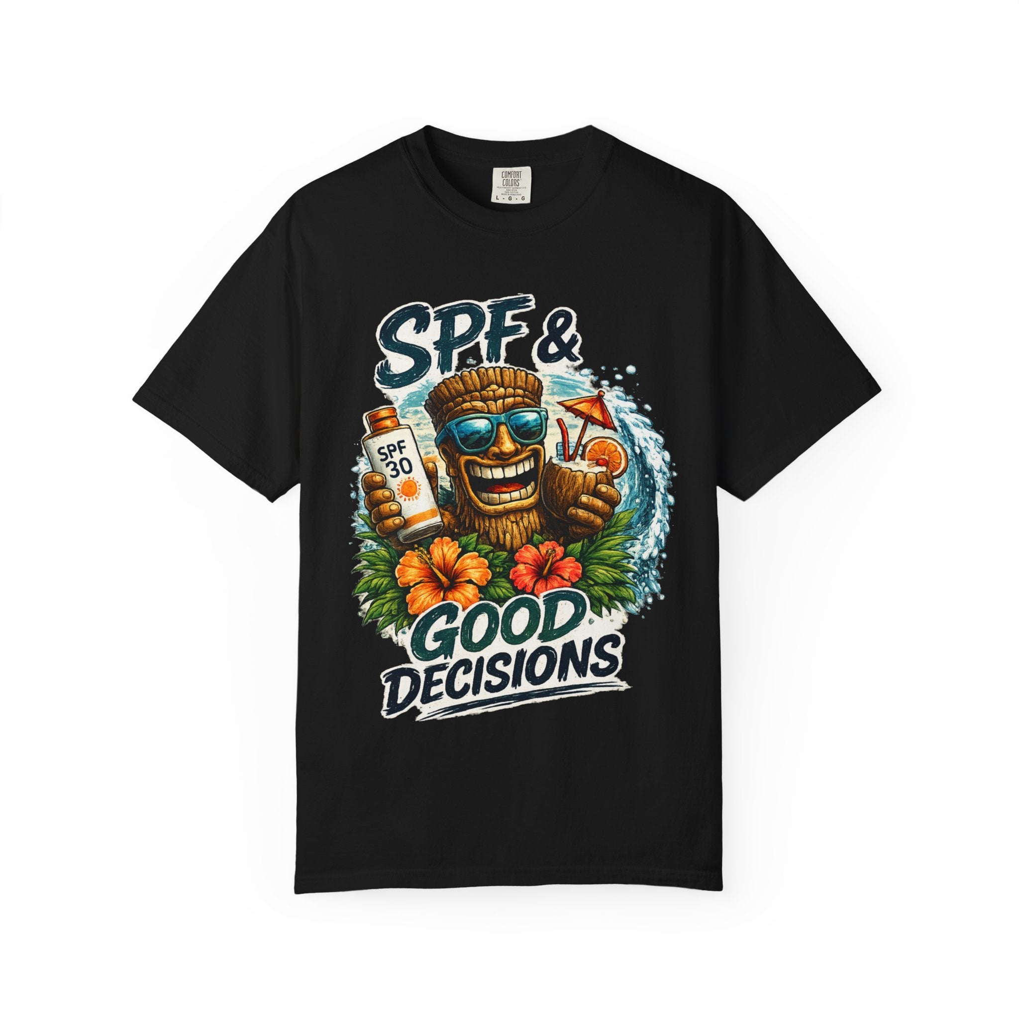 SPF and Good Decisions T-Shirt — Tropical Tiki Beach Tee