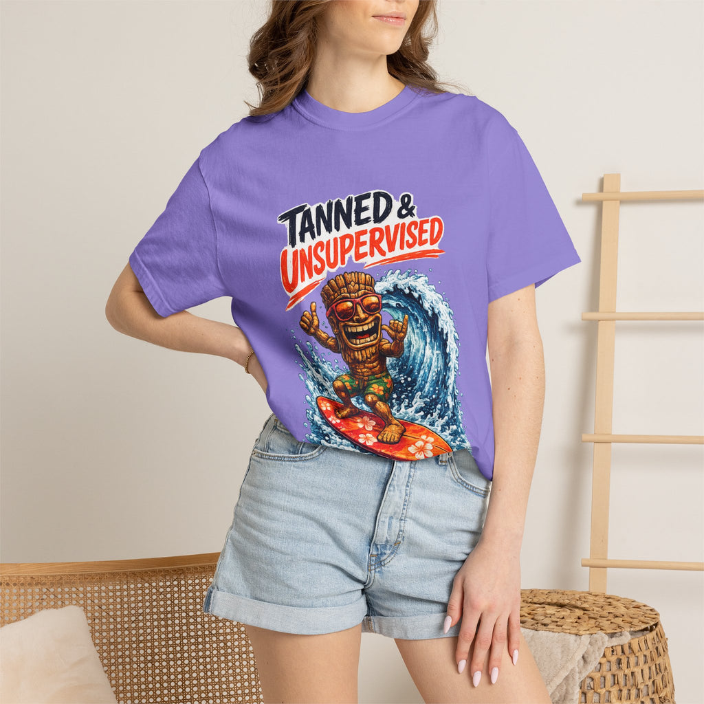 Tanned and Unsupervised T-Shirt — Tropical Tiki Beach Tee