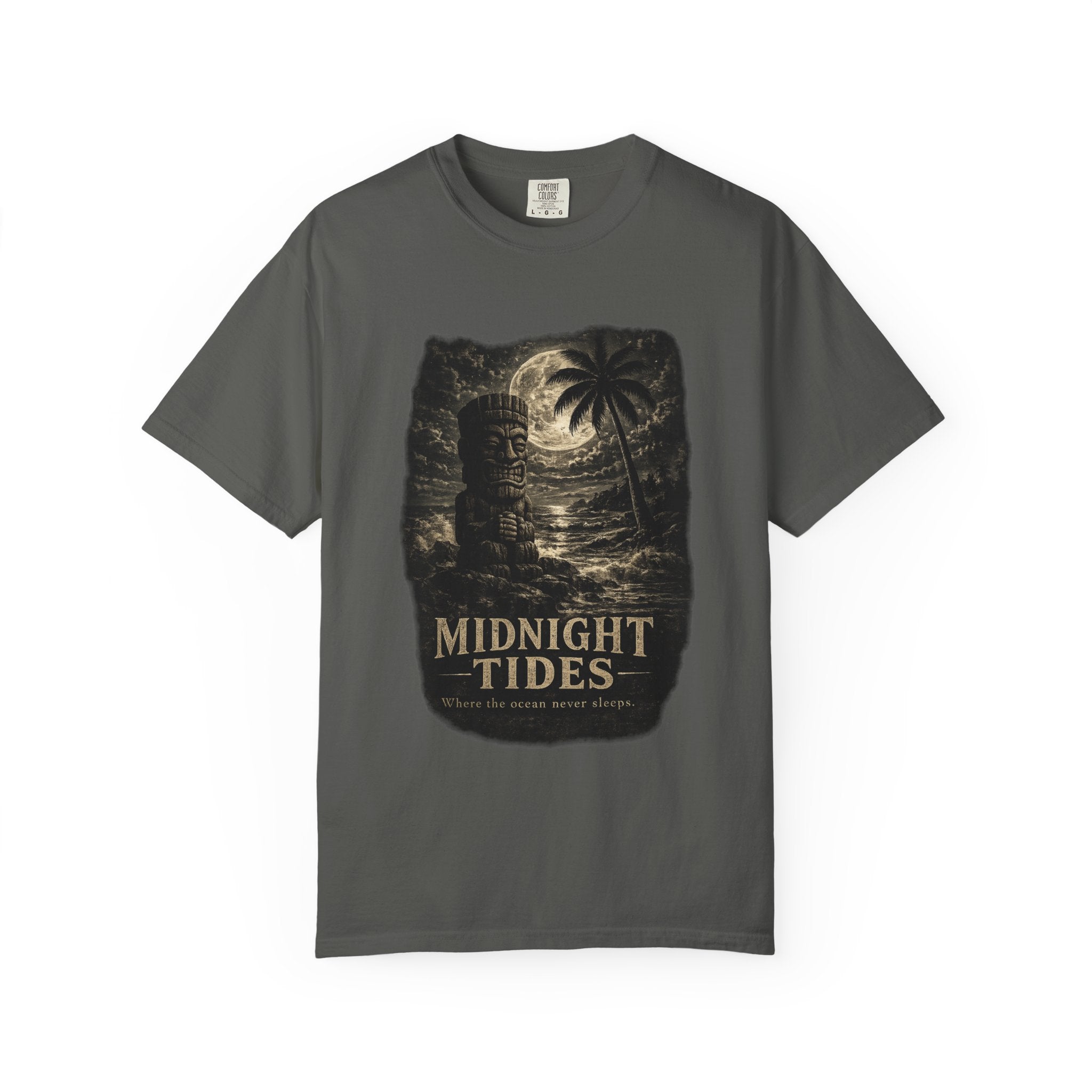 Midnight Tides Noir T-Shirt — Tropical Tiki Beach Tee