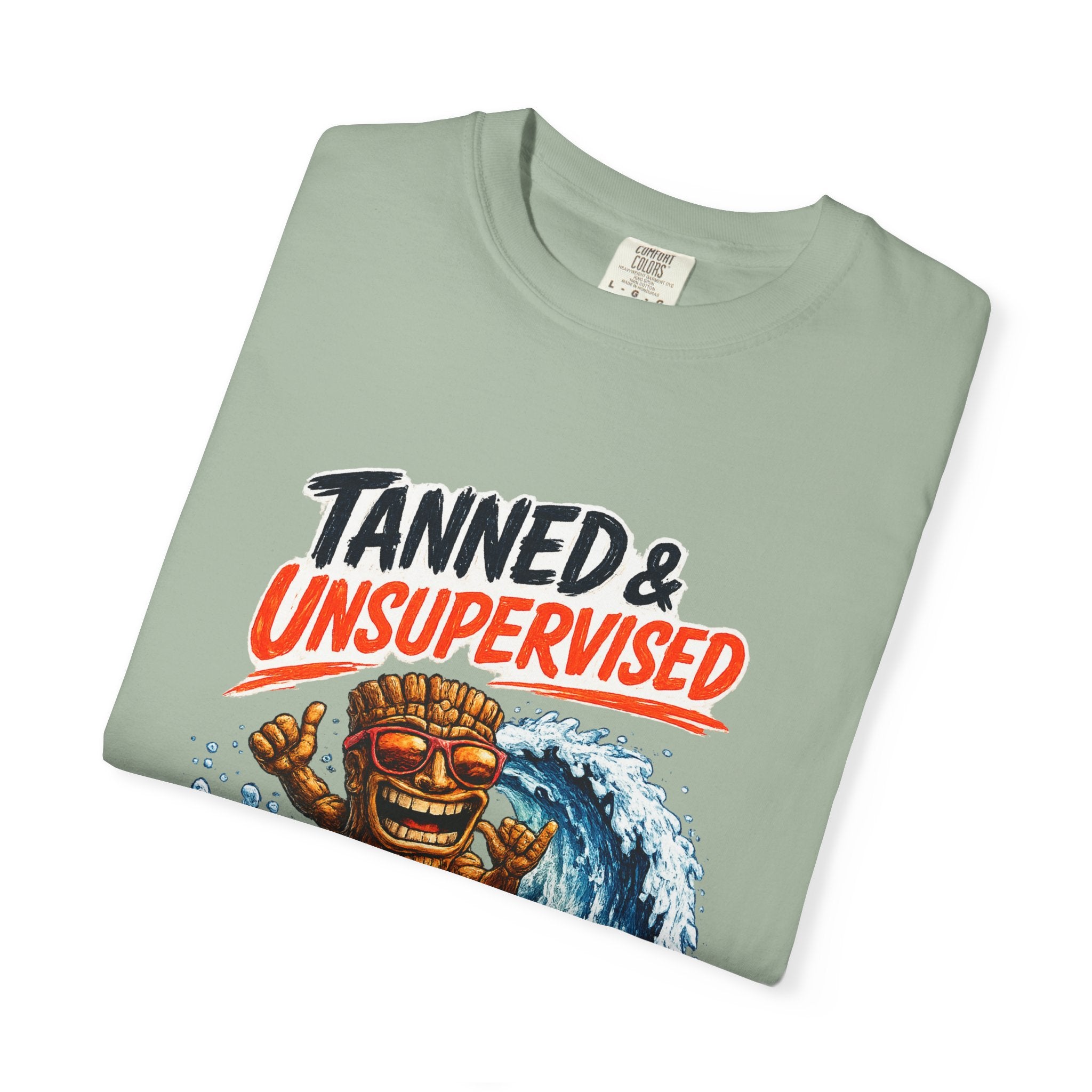Tanned and Unsupervised T-Shirt — Tropical Tiki Beach Tee