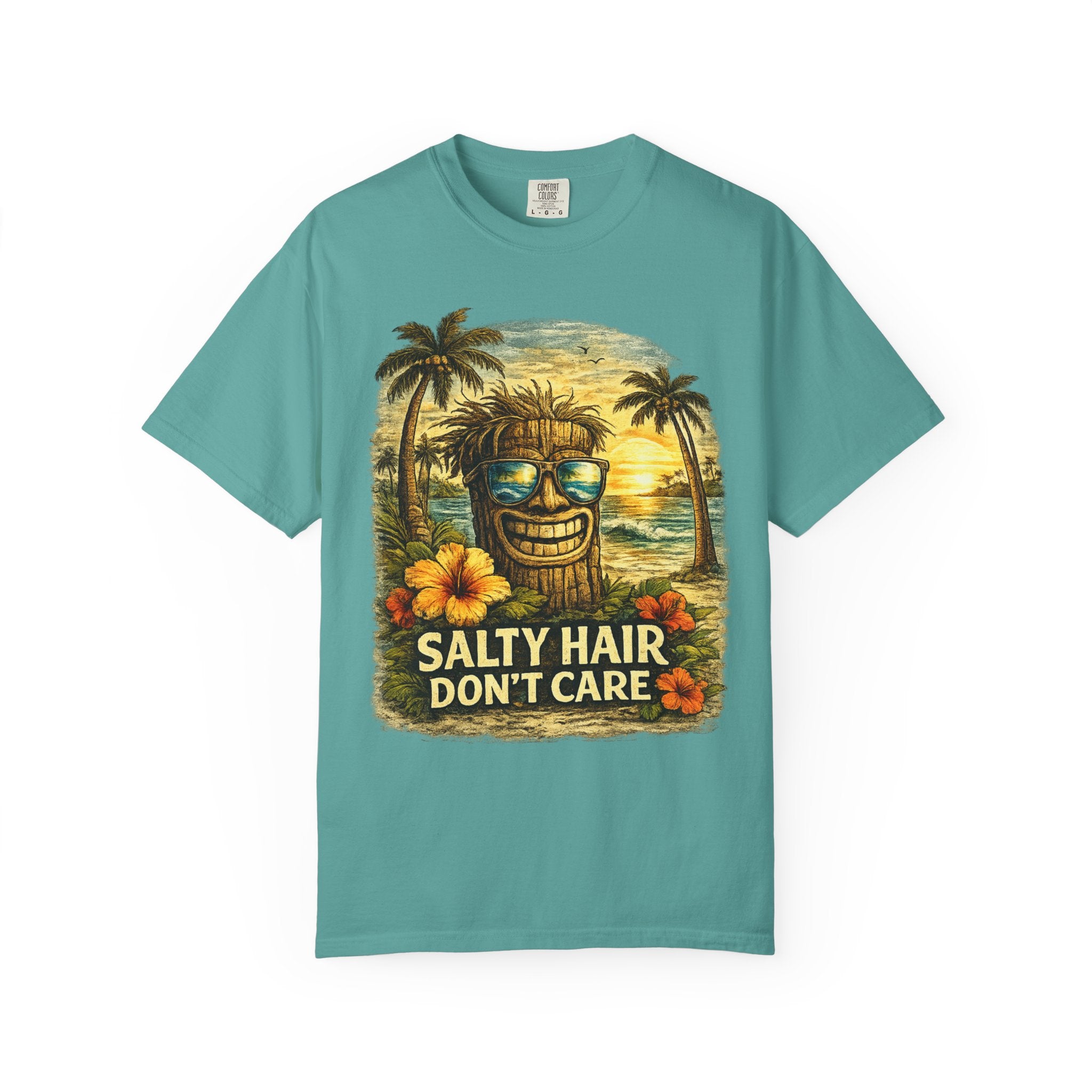 Salty Hair Don't Care T-Shirt — Tropical Tiki Beach Tee