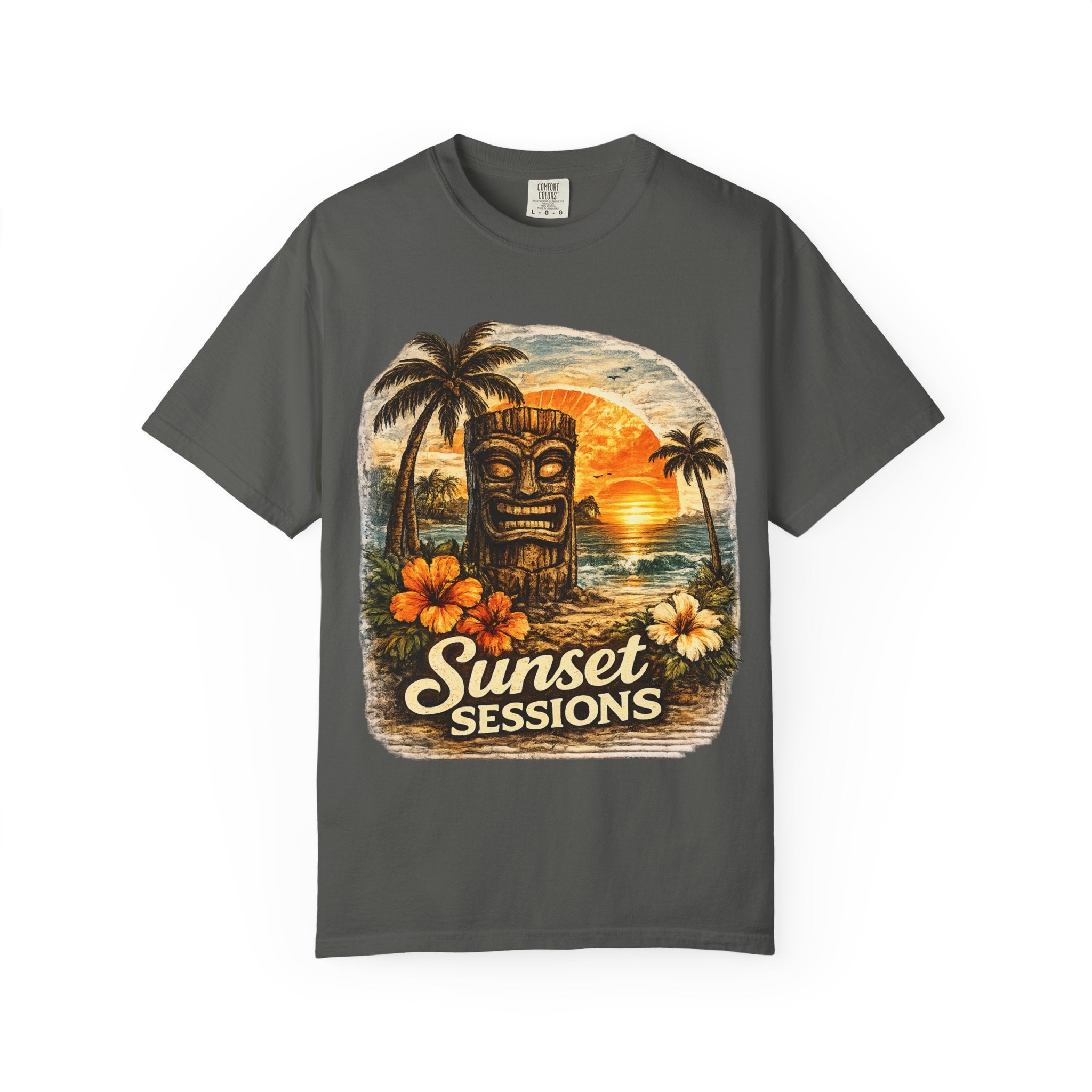 Sunset Sessions T-Shirt — Tropical Tiki Beach Tee