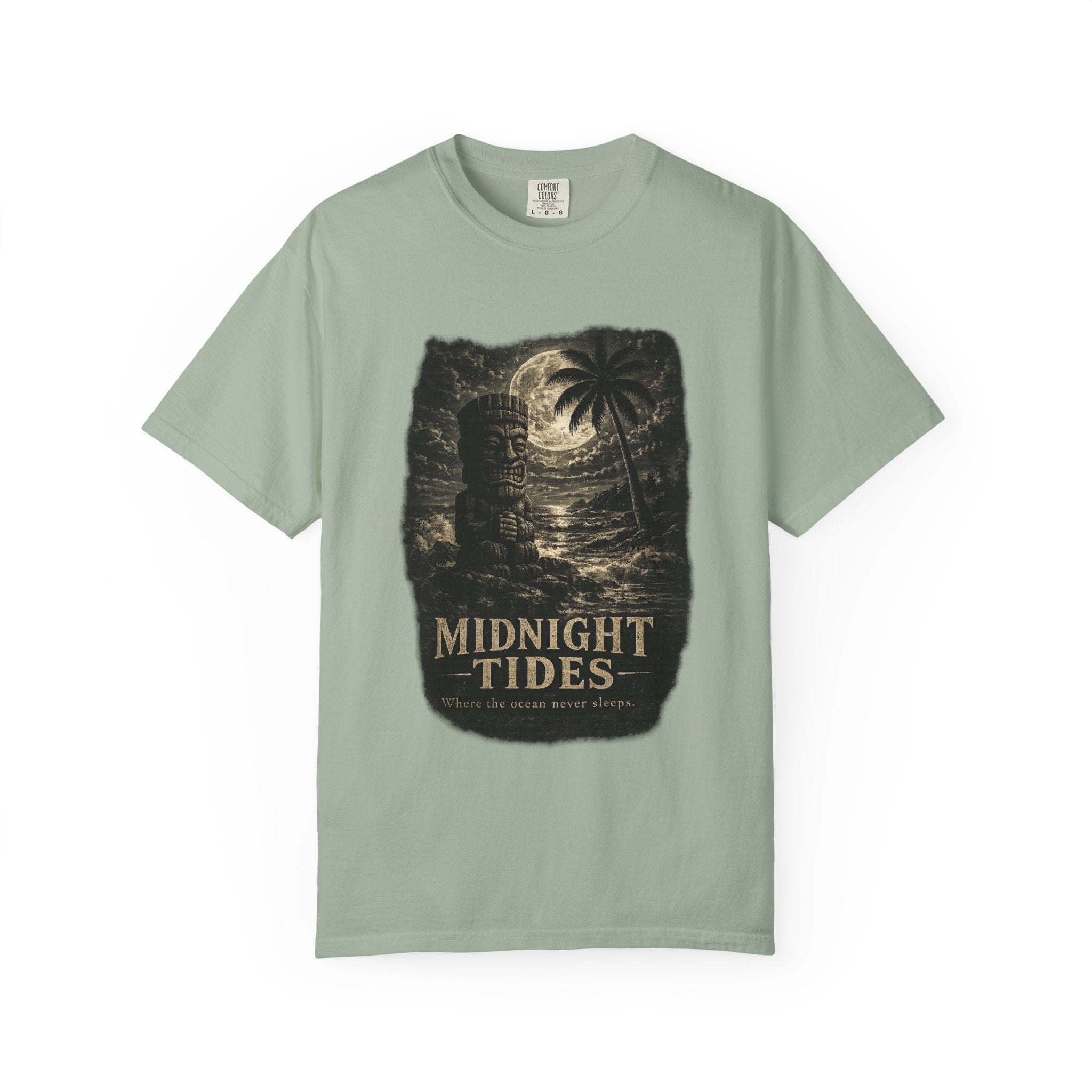 Midnight Tides Noir T-Shirt — Tropical Tiki Beach Tee