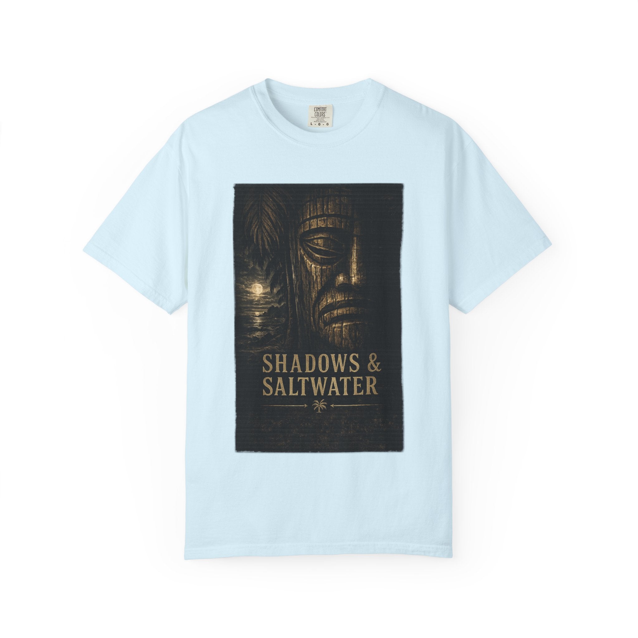Shadows and Saltwater Noir T-Shirt — Tropical Tiki Beach Tee