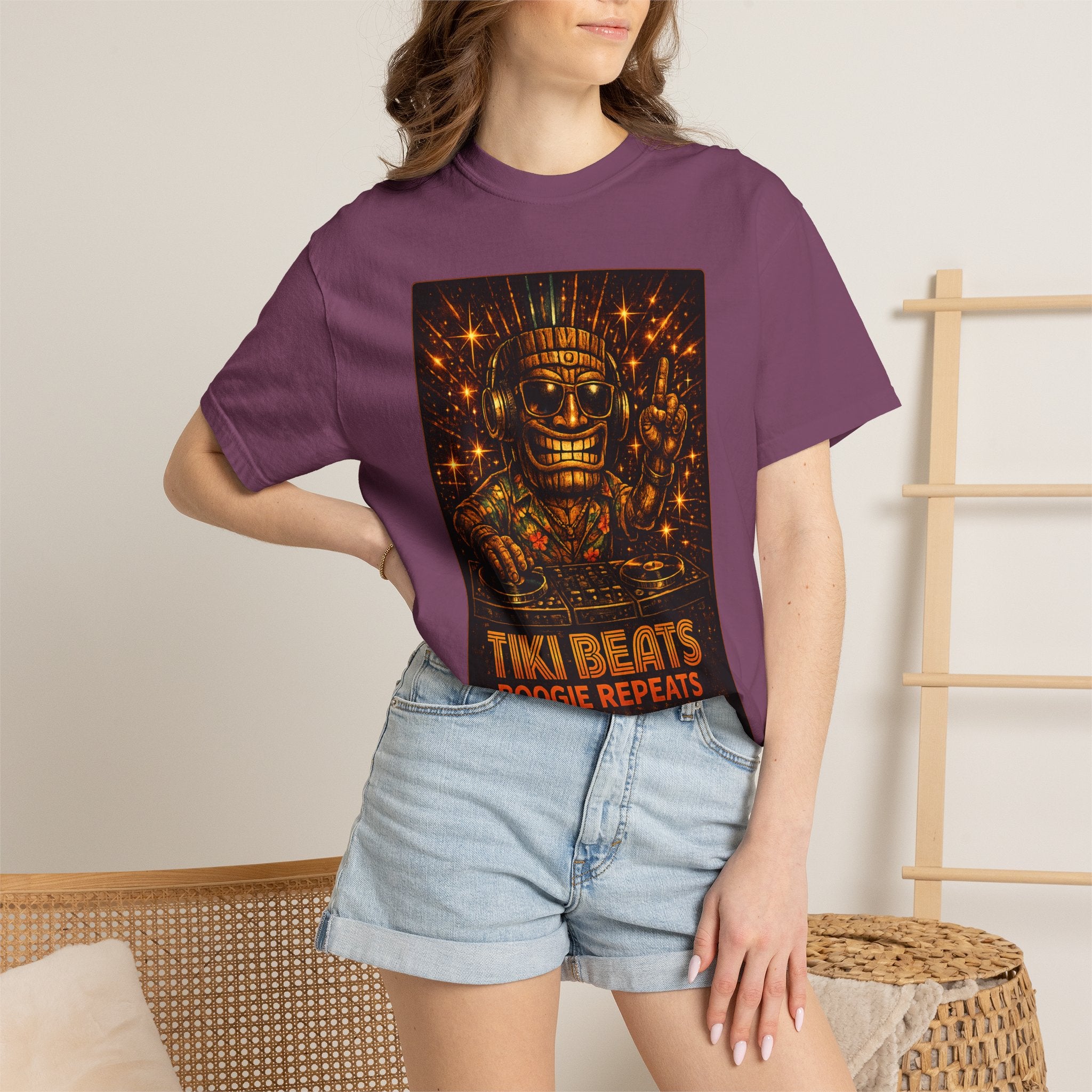 Tiki Disco Beats T-Shirt — Tropical Tiki Beach Tee
