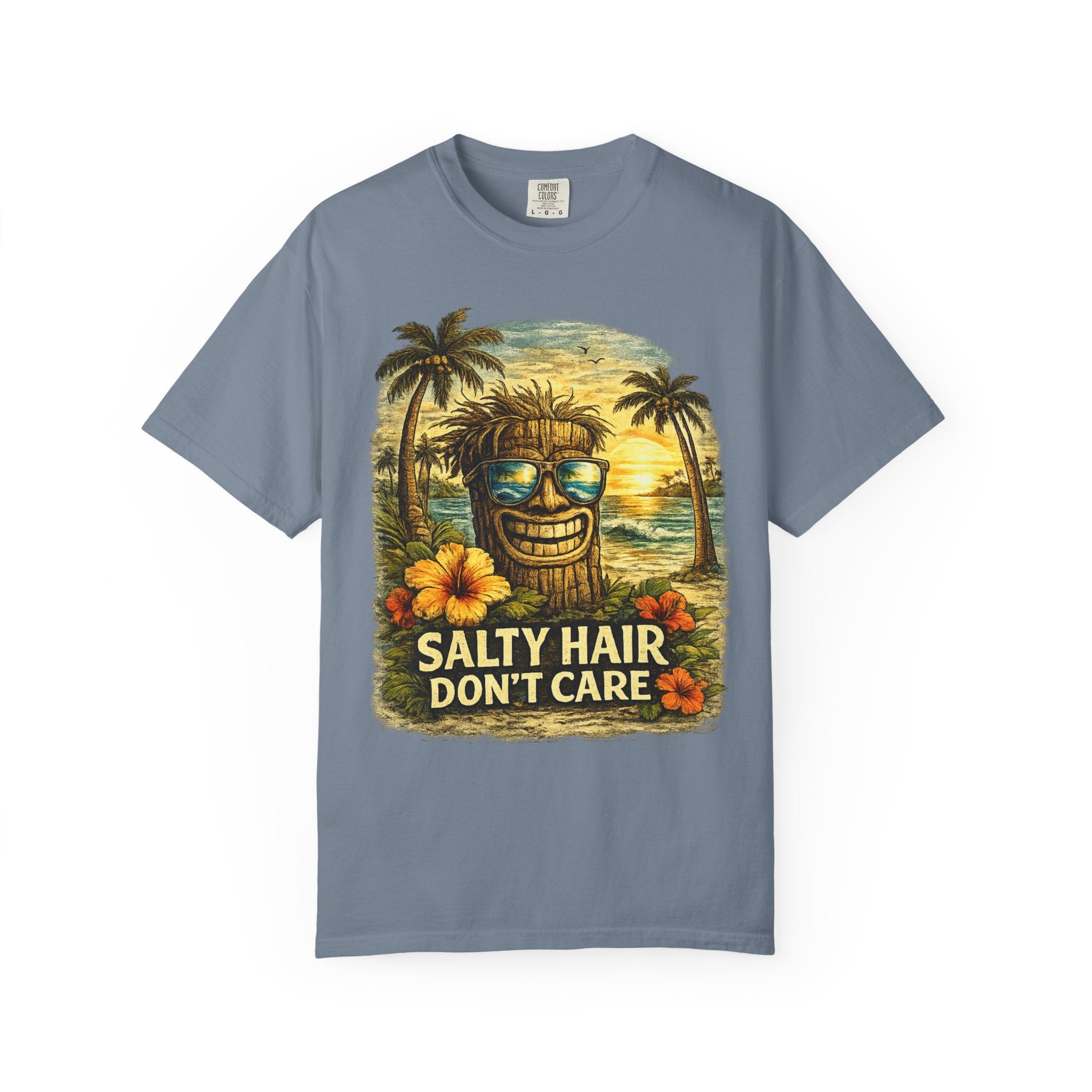 Salty Hair Don't Care T-Shirt — Tropical Tiki Beach Tee
