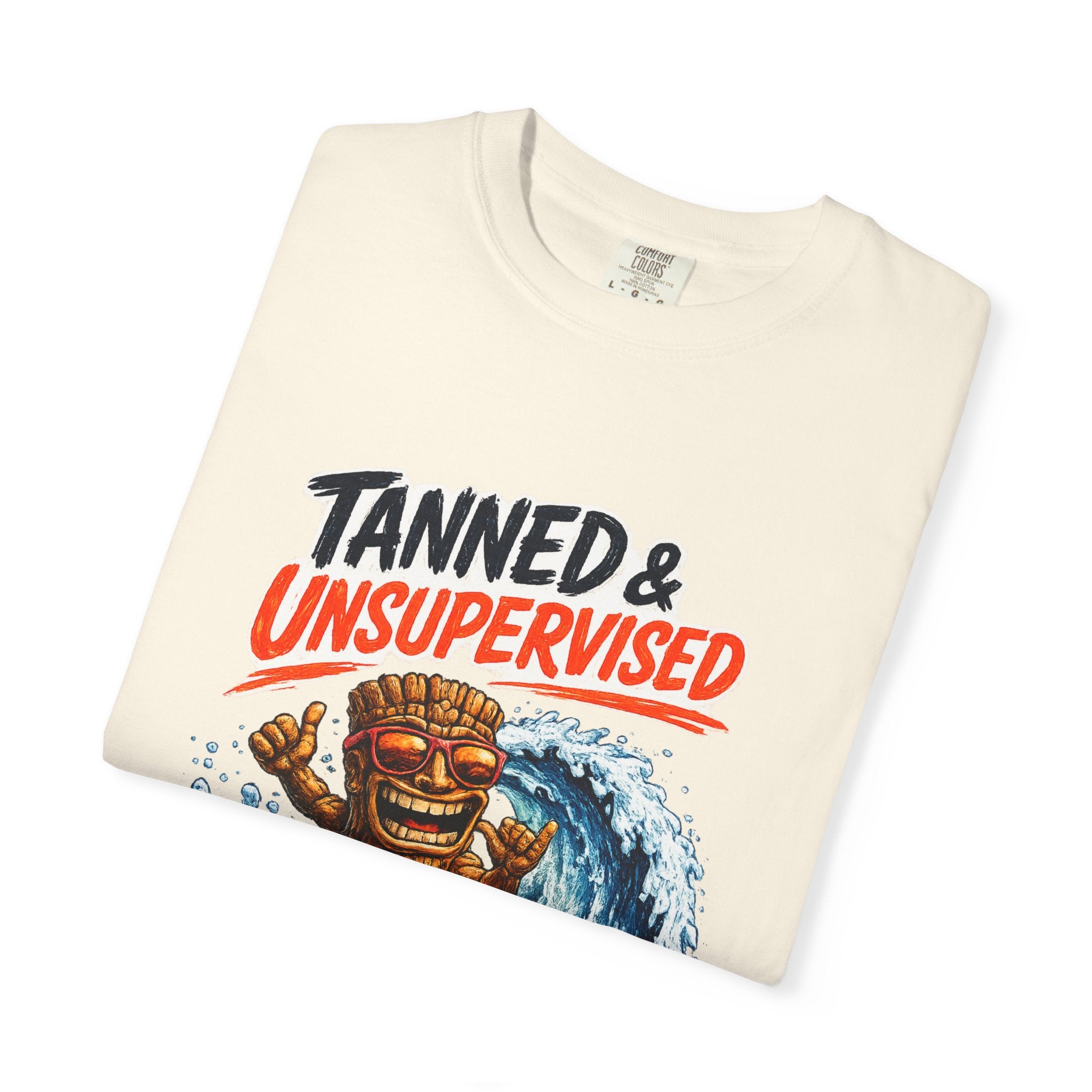 Tanned and Unsupervised T-Shirt — Tropical Tiki Beach Tee