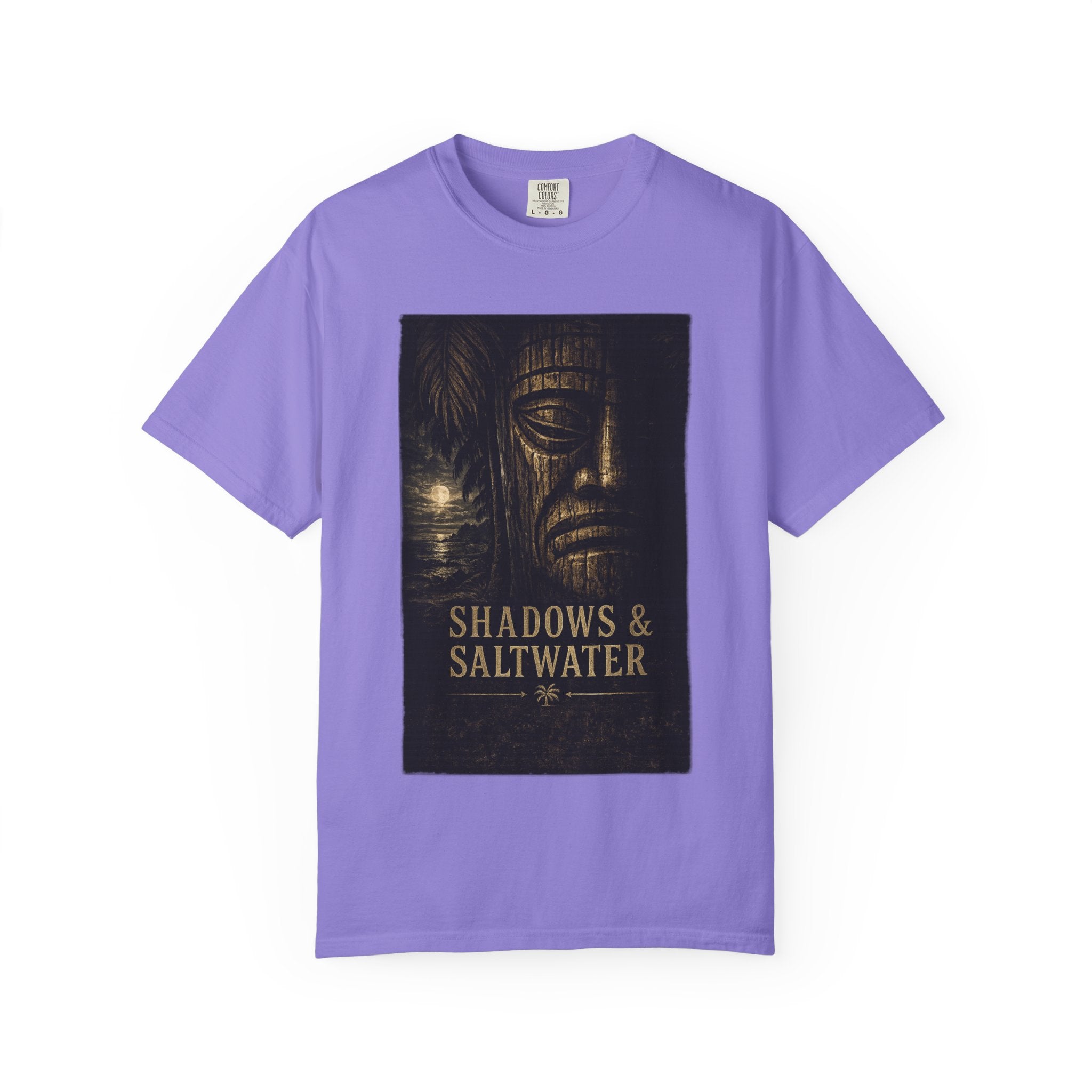 Shadows and Saltwater Noir T-Shirt — Tropical Tiki Beach Tee
