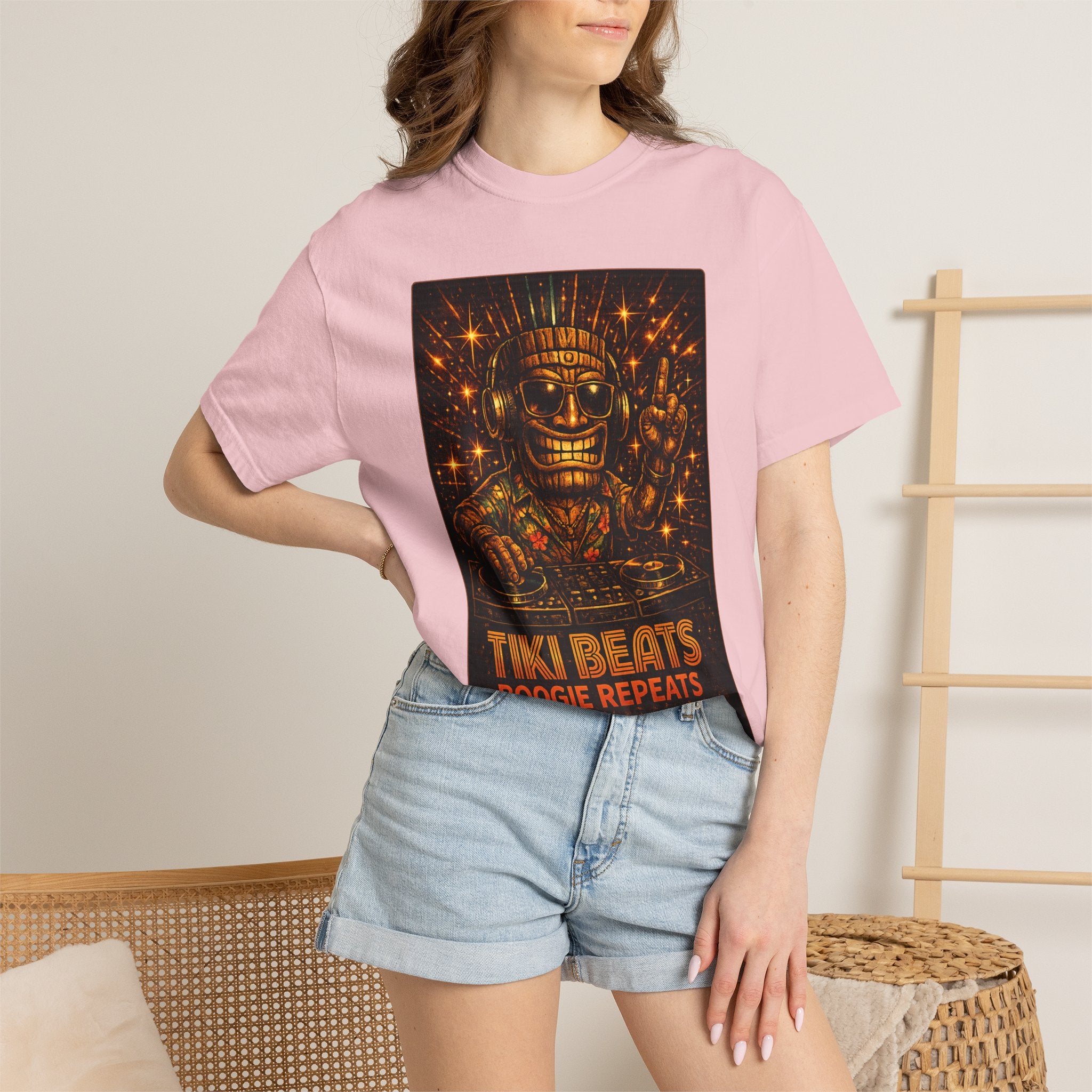Tiki Disco Beats T-Shirt — Tropical Tiki Beach Tee