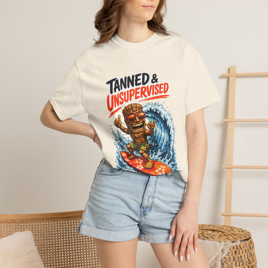 Tanned and Unsupervised T-Shirt — Tropical Tiki Beach Tee